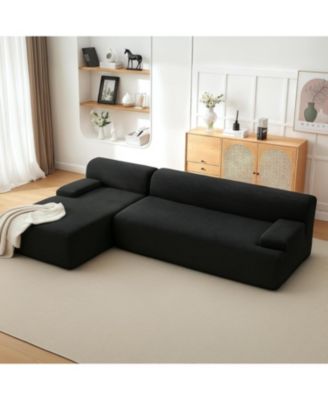 108" Cloud Sectional Sofa with Chaise, Boneless Corduroy L-Shaped Couch, No Assembly