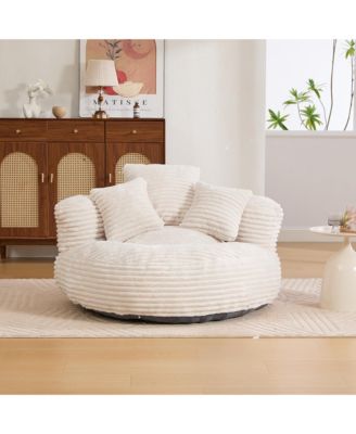 Bean Bag Chair, Oversized Fireside Chair, Corduroy Lazy Sofa Chair with Memory Foam Filler, 3 Pillows and Armrest for Living Room