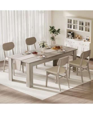 71" Farmhouse Dining Table for 6-8, Thick Rectangular Top & Wide Legs