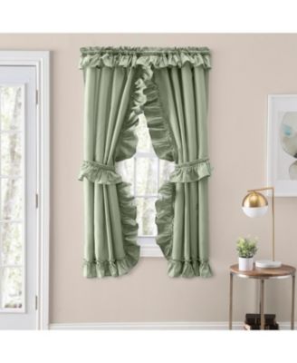 70% Polyester 30% Cotton Stacey Ruffled Prscilla Curtain Panel Pairs With Tiebacks 54"