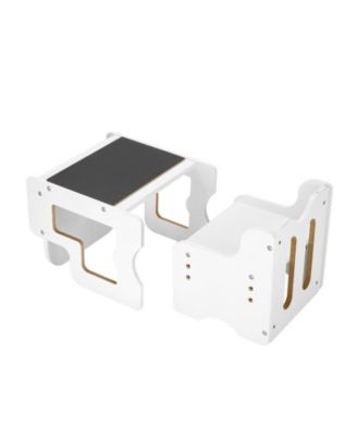 Montessori Weaning Table and Chair Set 3 in 1 with Chalkboard and Adjustable Height