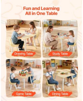Kids Table and 2 Chairs Set with Graffiti Desktop for Art Reading and Play