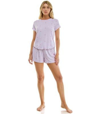 Women's Short-Sleeve Top and Pull-On Shorts, 2-Piece Set