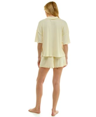 Women's Short-Sleeve Top and Elastic Waistband Shorts, 2-Piece Set