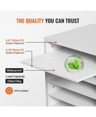 5 Compartment Wood Literature Organizer with Adjustable Shelves