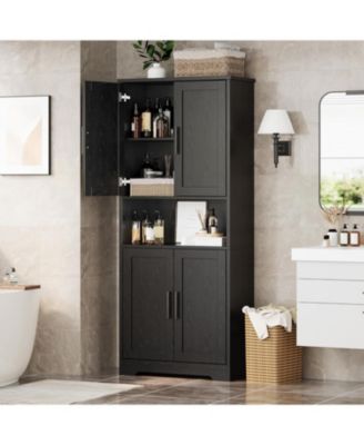 Tall Kitchen Pantry Cabinet, Storage Cabinet with Doors and Adjustable Shelves, Freestanding Cupboard for Living Room, Dining Room