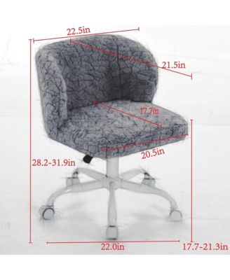 Faux Fur Office Chair - Adjustable Swivel Desk Chair, Fluffy Computer Chair with Colorful Wheels and Metal Base for Home Office