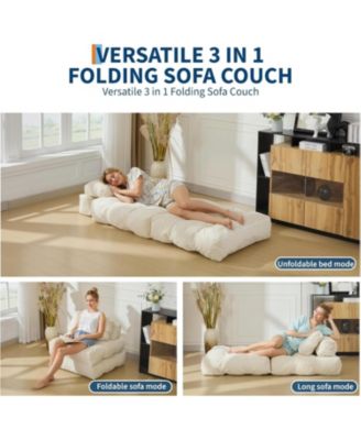 3-in-1 Folding Sofa Bed with Pillow, Convertible Floor Sleeper Chair, No Assembly