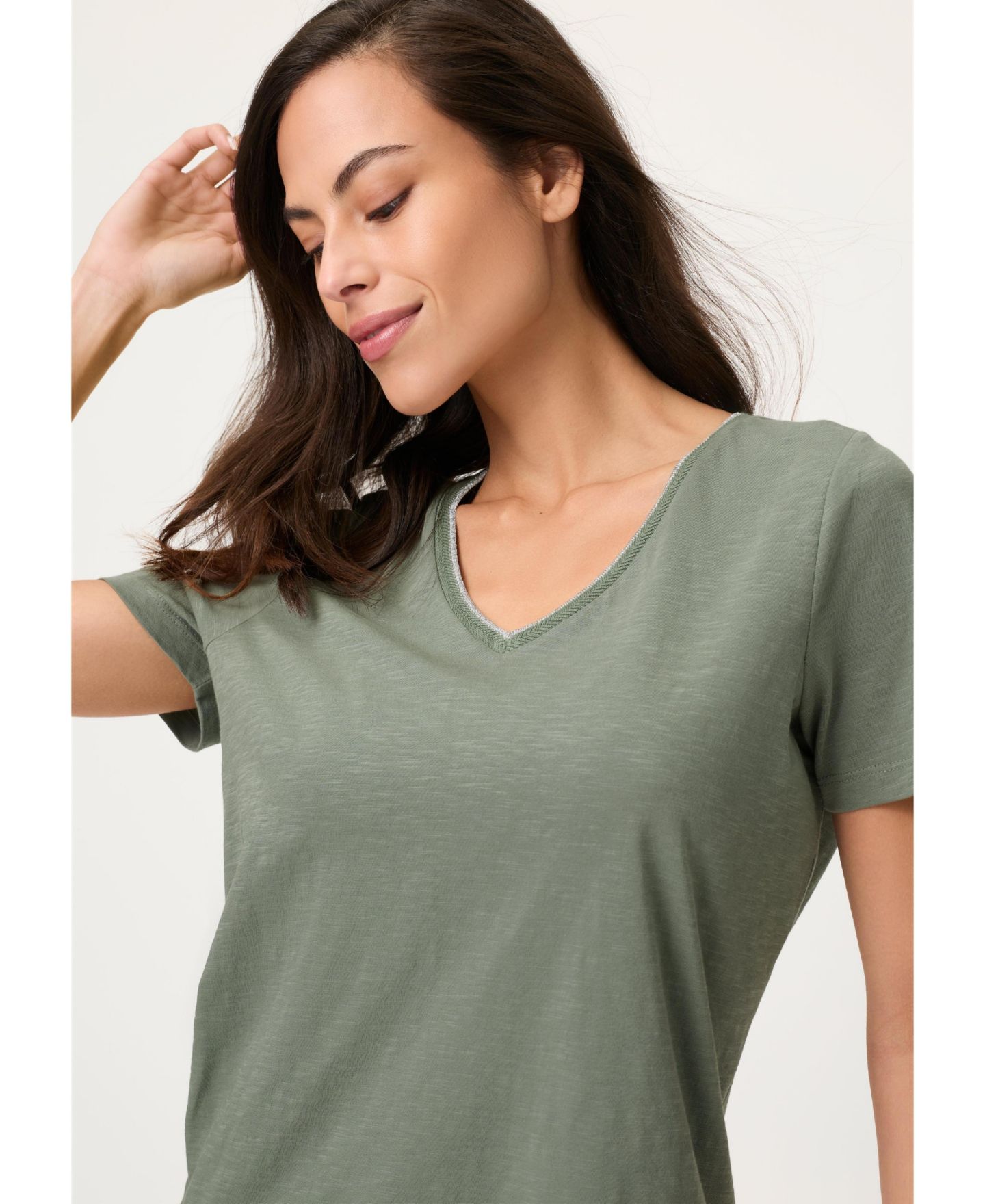 Женская футболка Olsen V-Neck, цвет: Хаки — фото 4