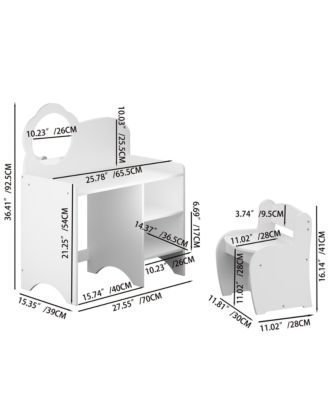 Kids Vanity Desk Set with Mirror and Chair, Wooden Dressing Table with Storage Shelves, Study and Activity Table for Girls and Boys