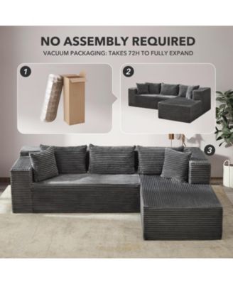 106" L-Shaped Sectional Sofa with Chaise, Modular Deep Seat Cloud Couch, No Assembly