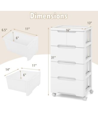 Rolling Storage Cabinet with Universal Wheels and 5 Drawers