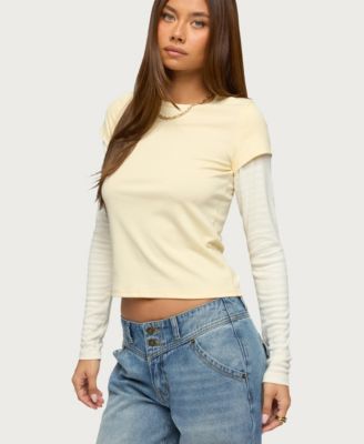 Women's Stripey Layered Long Sleeve T Shirt