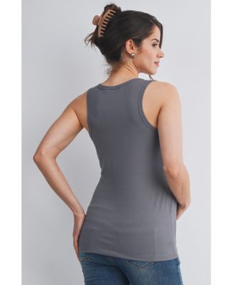 Maternity Ribbed Henley Tank Top Fitted Nursing Friendly