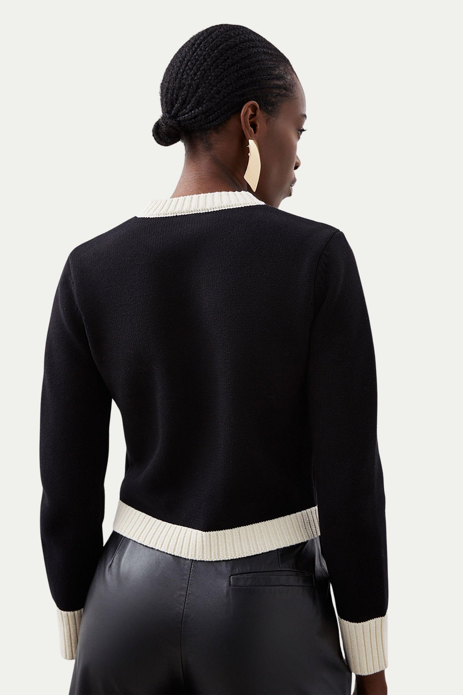 Women's Cotton Cropped Knit Boxy Cardigan