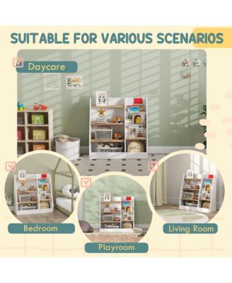 4 Tier Kids Bookshelf and Toy Storage Organizer with Book Rack