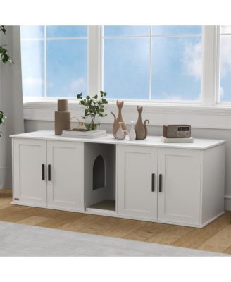 Cat Litter Box Enclosure, Litter Box Furniture with Scratching Mat