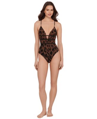 Women's Ruched Lace Back One-Piece Swimsuit