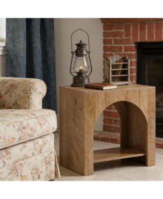 2 Tier Bedside Table, Farmhouse Nightstand with Open Shelf, Wooden Base and Spacious Tabletop, Accent Furniture for Living Room, Bedroom