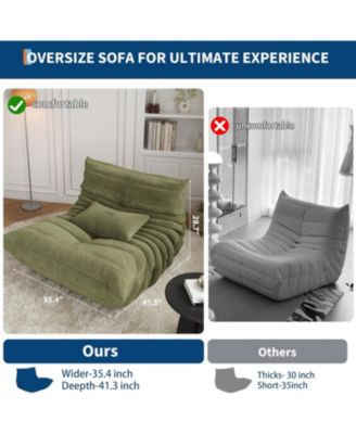 Modular Sectional Sofa, L-Shaped Bean Bag Couch with Deep Seat for Living Room