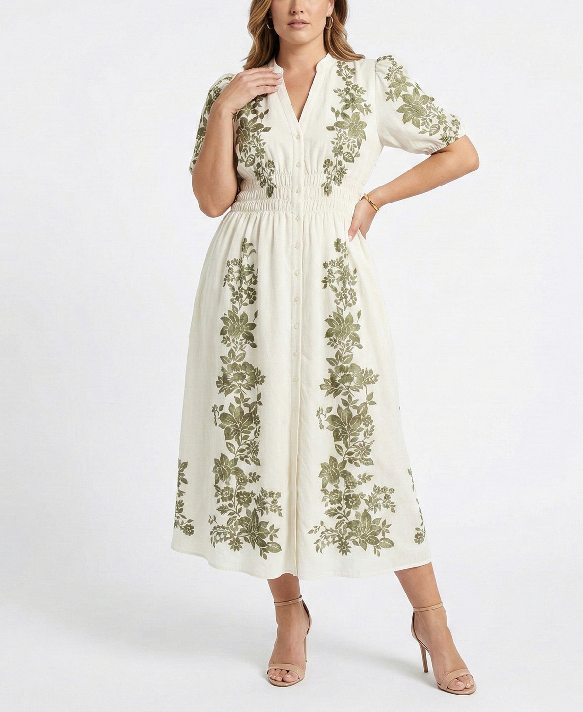 Женские Taylor Plus Size Short-Sleeve V-Neck Maxi Dress — фото 1