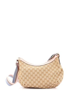 Medium Saddle Zip Messenger Bag GG Canvas with Leather