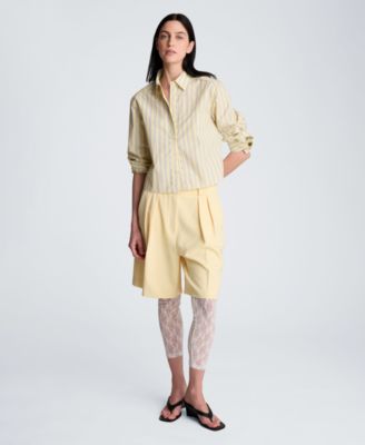 Women's Bias Piping Cropped Long-Sleeve Shirt