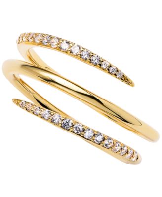 Ana Luisa Cubic Zirconia Oren Triple Pave Claw Ring - Gold