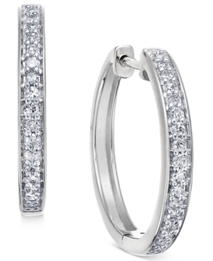 image of Diamond Hoop Earrings (1/5 ct. t.w.) in 14k White or Yellow Gold
