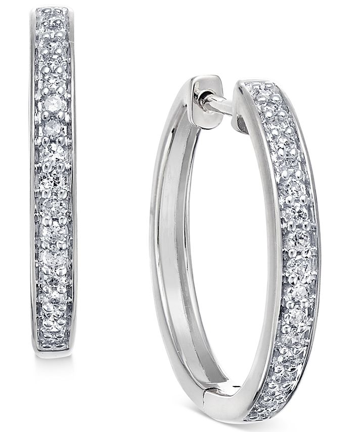 Macy's - Diamond Hoop Earrings (1/5 ct. t.w.) in 14k White or Yellow Gold