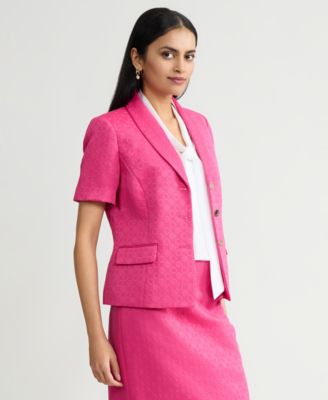 Women's Circle Jacquard Short-Sleeve Blazer, Regular & Petite