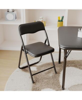 Boys and Girls Folding Table and Chair Set of 3 - Includes 1 Portable Table and 2 Chairs, PU Upholstered