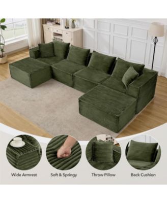 137" Modular Sectional Sofa, U-Shaped Cloud Couch with Ottomans, No Assembly