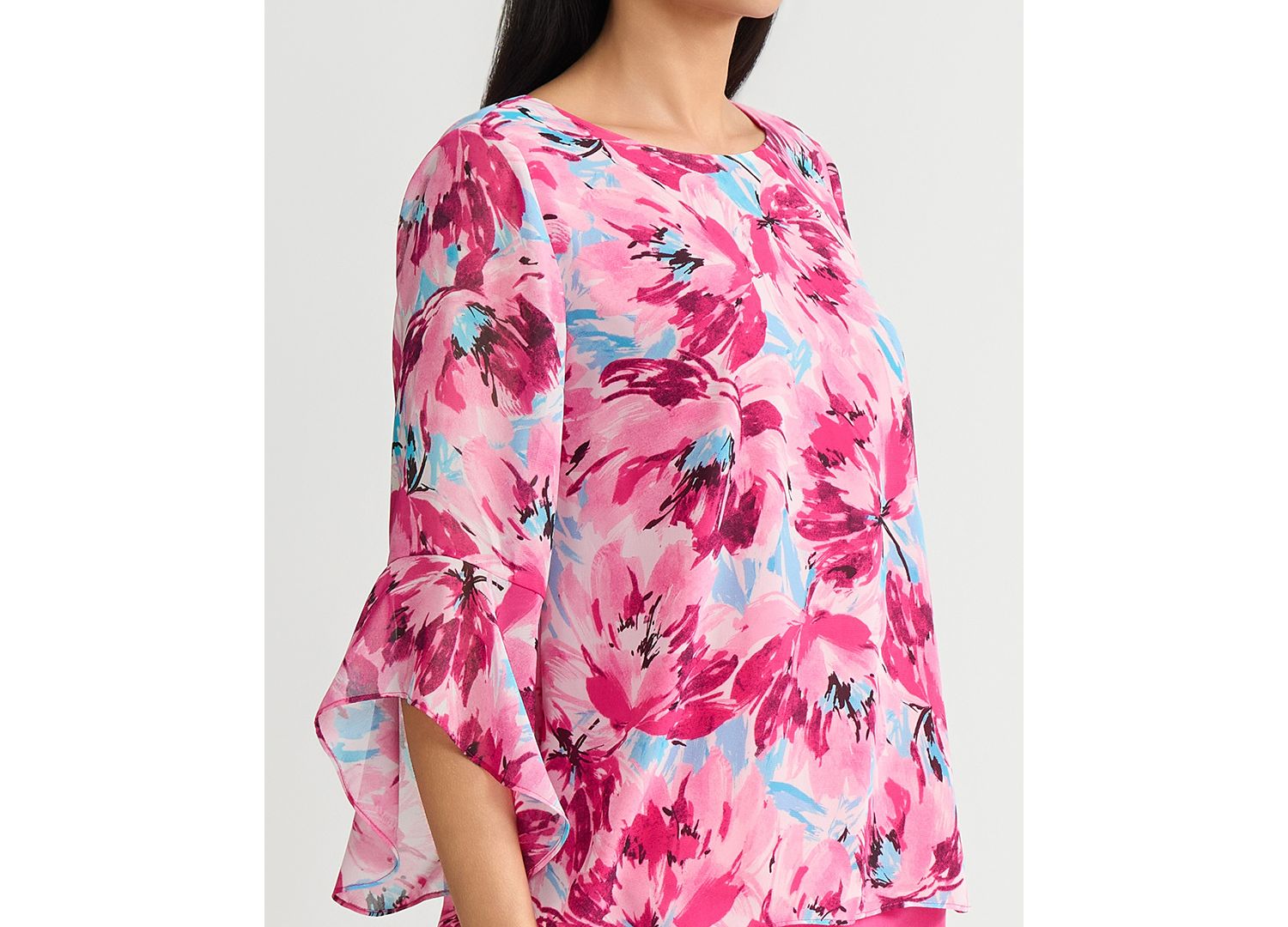 Women's Printed Ruffle-Sleeve Blouse