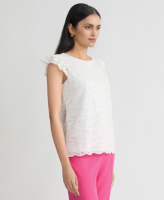 Women's Lace Flutter-Sleeve Top, Regular & Petite