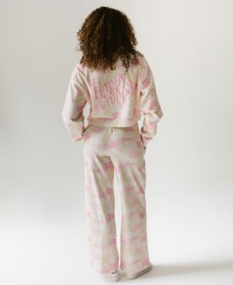 Juniors' High Rise Patchwork Print Sweatpants