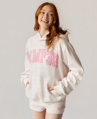 Juniors' Floral Print Logo Hooded Sweatshirt