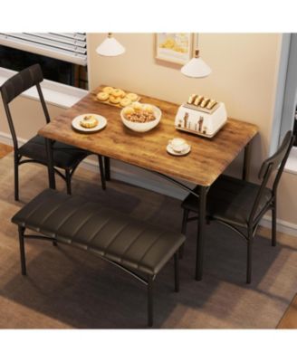 Dining Table Set for 4, Kitchen Table with Upholstered Bench and 2 Chairs, Kitchen Table and Chairs Set, for Small Space, Apartment