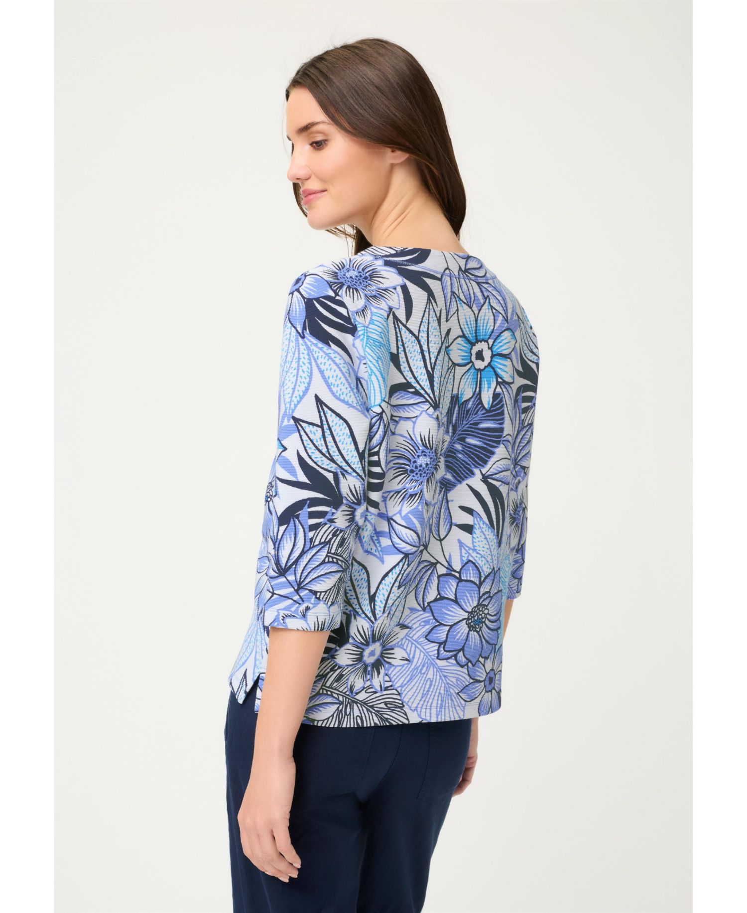 Women's Floral Rib Knit Jersey Top