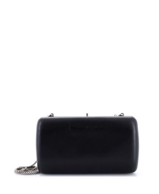 Logo Convertible Chain Box Clutch Leather