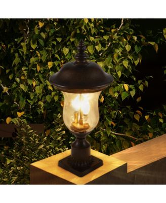 21" Vintage Outdoor Lamp Post Light with Clear Glass Shade, Waterproof Garden Lantern