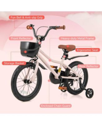  Kids Bike with Basket and Adjustable Handlebar
