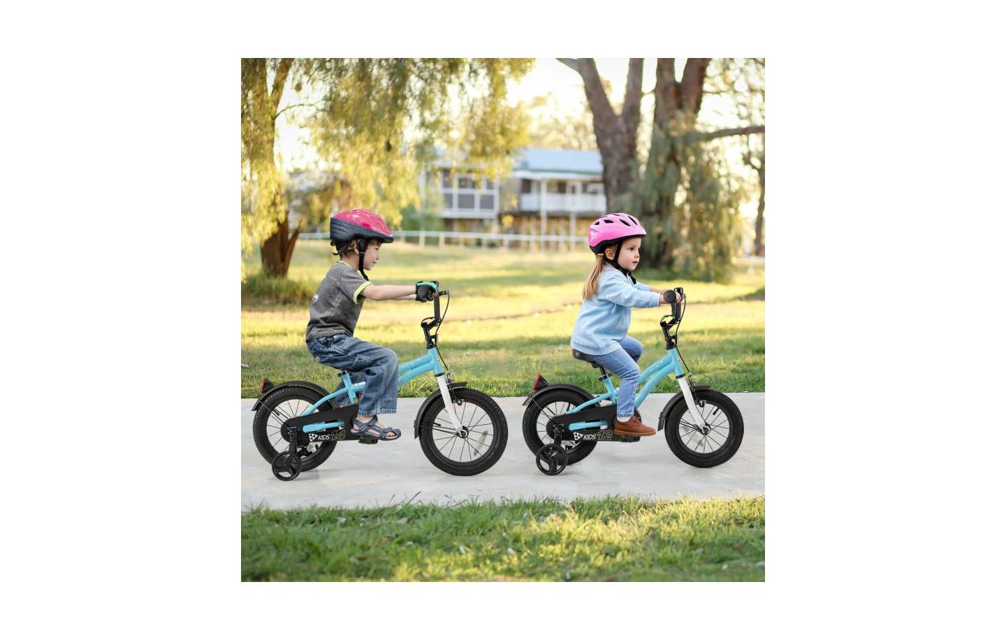 Детская игрушка HONGGE Adjustable Kids Bike with Training Wheels, Ages 3-4, цвет: Синий — фото 5
