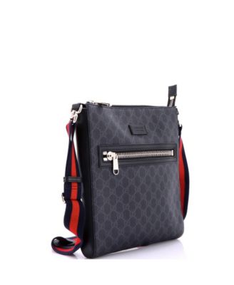 Medium Web Strap Front Zip Messenger Bag GG Coated Canvas