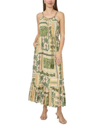 Women's Rope Neck Belted Maxi Dress