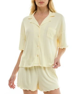 Women's Short-Sleeve Top and Elastic Waistband Shorts, 2-Piece Set