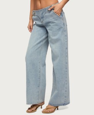 Women's Buckled Low Rise Baggy Jeans