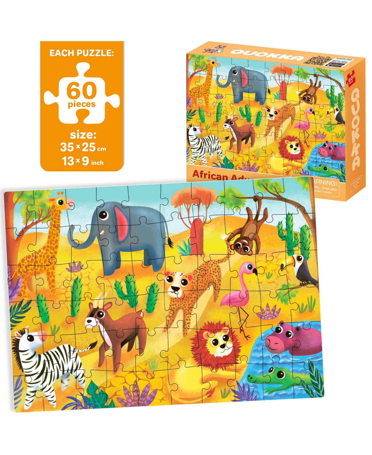 Детский пазл Quokka Four 60-Piece Jigsaw Puzzles, Ages 4+, цвет: Тёмно-зелёный океанский — фото 2