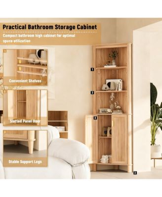 Tall Corner Cabinet shelf with Fluted Door