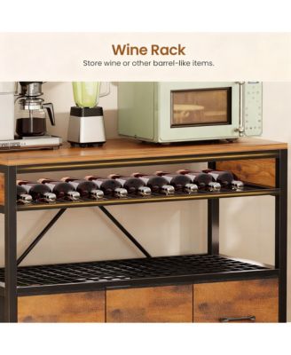 Large shelve with Storage Drawers Microwave Stand Power Outlet LED Lights